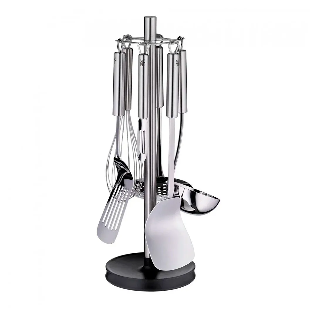 Набор кухонных аксессуаров 7 предметов Profi Plus  (половник, шумовка, лопатка, лопатка-вок, венчик, овощечистка и подставка)